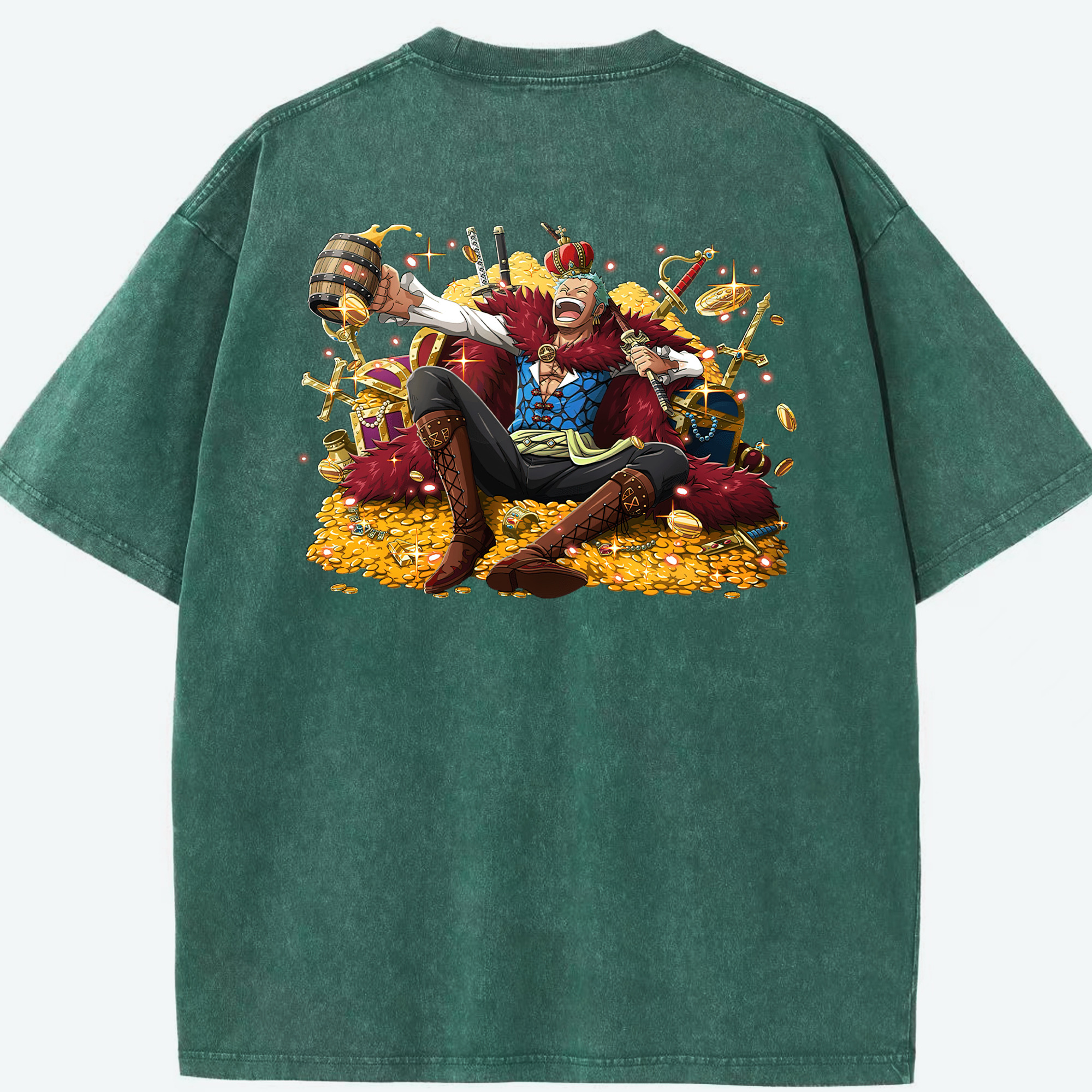 ワンピース ロロノア・ゾロ ONE PIECE Roronoa Zoro 綿100% ヴィンテージ風 半袖Tシャツ（背面プリント）